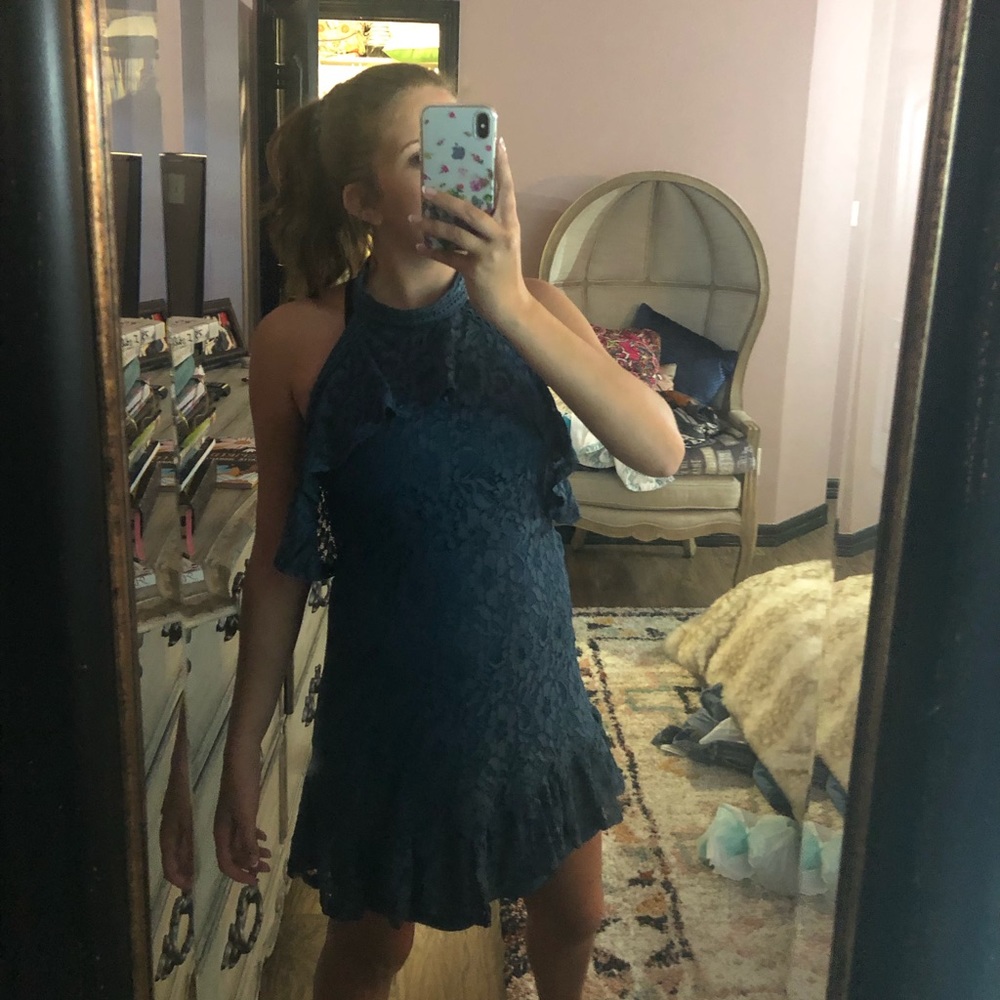 GREEN/BLUE LACE DRESS